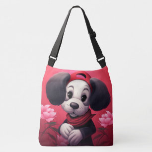 Tote Bagdog with red cap Tragetaschen Mit Langen Trägern