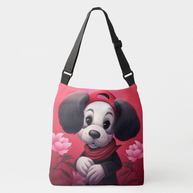Tote Bagdog with red cap Tragetaschen Mit Langen Trägern (Vorderseite)