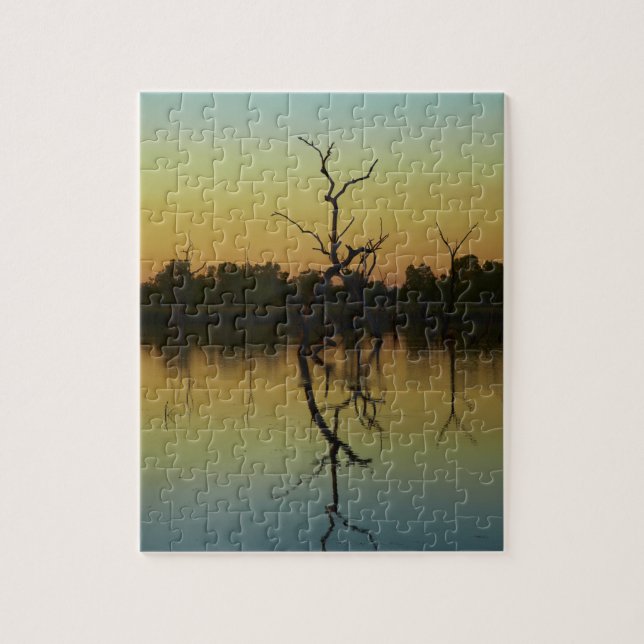 Tote Bäume, die in Lily Creek Lagoon, Morgengrauen (Vertikal)