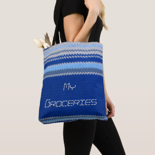Tote Beutel (ao) - Garnstreifen in blau Tasche
