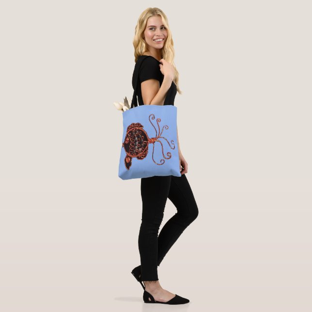 Tote Beutel (ao) - Kupfer und Perlen Fisch Tasche (Am Model)