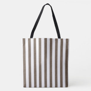 Tote Beutel Brown & White Strip Tasche