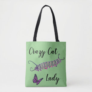 Tote Beutel Katze Lady Grün Hintergrund Tasche