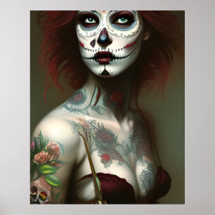 Tote-Frau mit Tätowierungen Poster