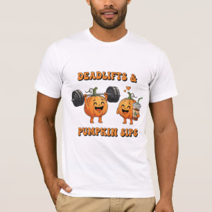 Tote Heben und Kürbissips Herbst Fitness T-Shirt