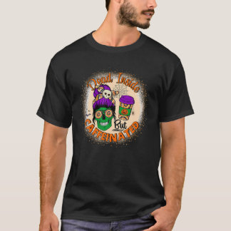 Tote Innen, aber koffeiniert Messy Bun Mama Skull  T-Shirt