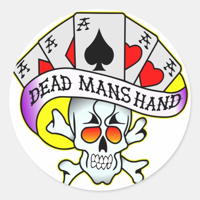 Tote Mans Hand Alte Schule Tattoo Runder Aufkleber (Vorderseite)