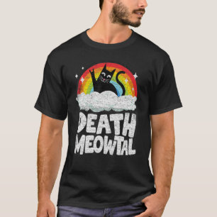 Tote Meowtal Katze Rainbow Retro Kinder sterben T-Shirt