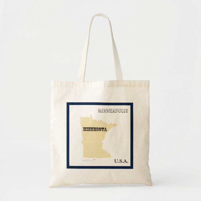 Tote  - Minnesota State Map with City Tragetasche (Vorne)