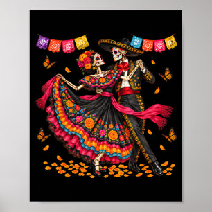 Tote Paare beim Tanzen Skelette Männer Dia de los  Poster