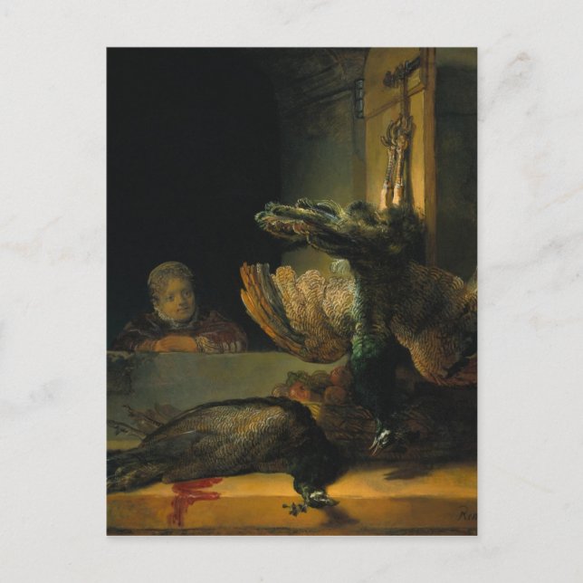 Tote Pfauen von Rembrandt Postkarte (Vorderseite)