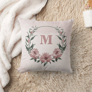 Tote romantische rosa Blumen & grüne Blätter Kissen