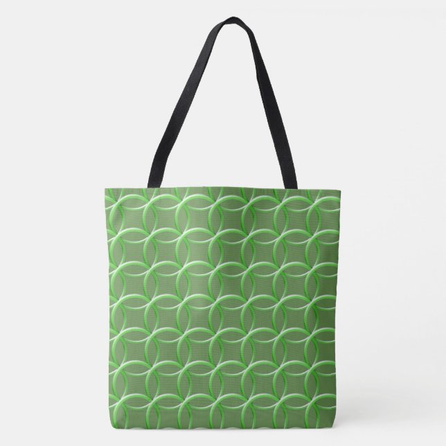 Tote Tag (ao) - Grüne Ringe Kaleidoskop Tasche (Vorderseite)