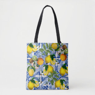 Tote Tasche aus Zitronen und Mittelmeer