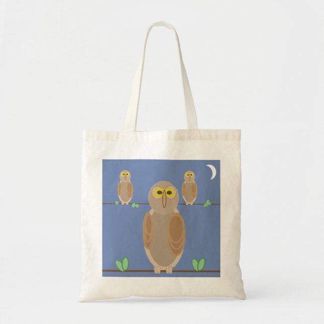 Tote Tasche - Eulen unter Mond (Vorne)