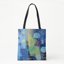 Tote Tasche im blauen Design der Unterwasserhöhle
