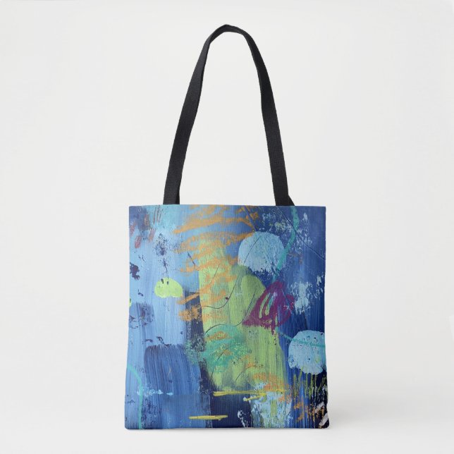 Tote Tasche im blauen Design der Unterwasserhöhle (Vorderseite)