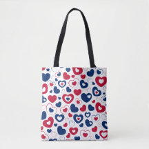 Tote Tasche mit rotem und blauem Herzen