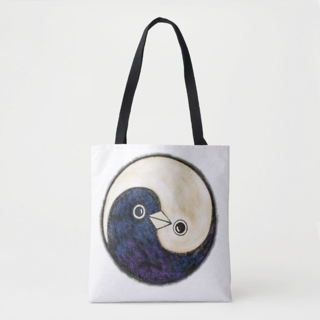 Tote Tasche mit Yin Yang Tauben Design (Vorderseite)