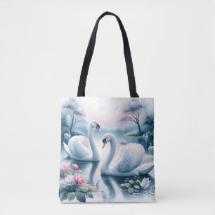 Tote Tasche - Schwäne in einem ruhigen Liliensee