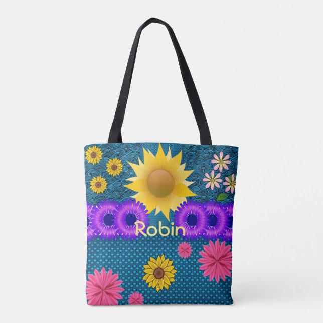 Tote Tasche Sonnenblumen Robin (Rückseite)