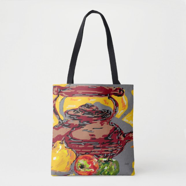 Tote Tasche : Wasserkocher mit Obst (Vorderseite)