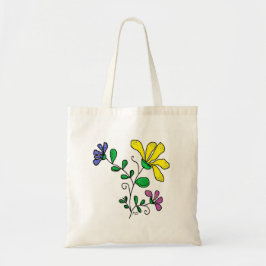 Tote with Whimsical Flower Design Tragetasche