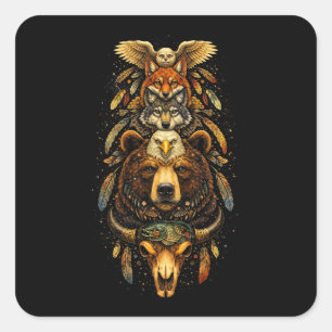Totem Aufsteigend Quadratischer Aufkleber
