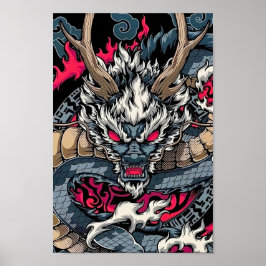 Totem des chinesischen Drachen, Tätowierkunst Poster