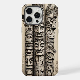 Totem des Telefonknochens Scrimshaw iPhone 15 Pro Max Hülle