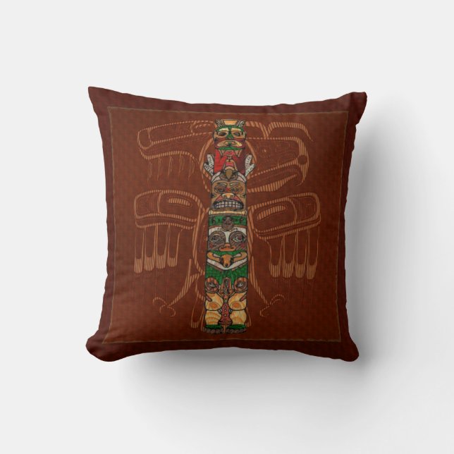 Totem Native American Folk Art Kissen (Vorderseite)