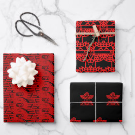 Totem-Pole des Heiligen Adlers Schwarz/Rot Geschenkpapier Set
