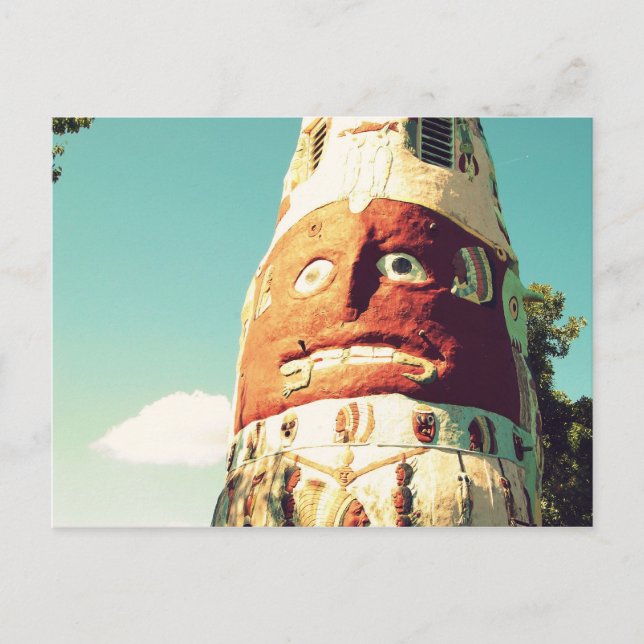 Totem Pole Face Post Card Postkarte (Vorderseite)