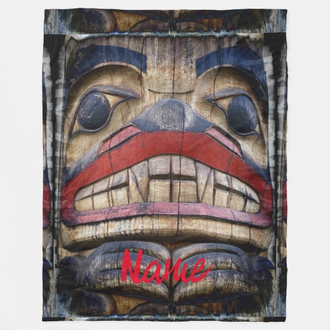 Totem Pole Face Thunder_Cove Fleecedecke (Vorderseite)