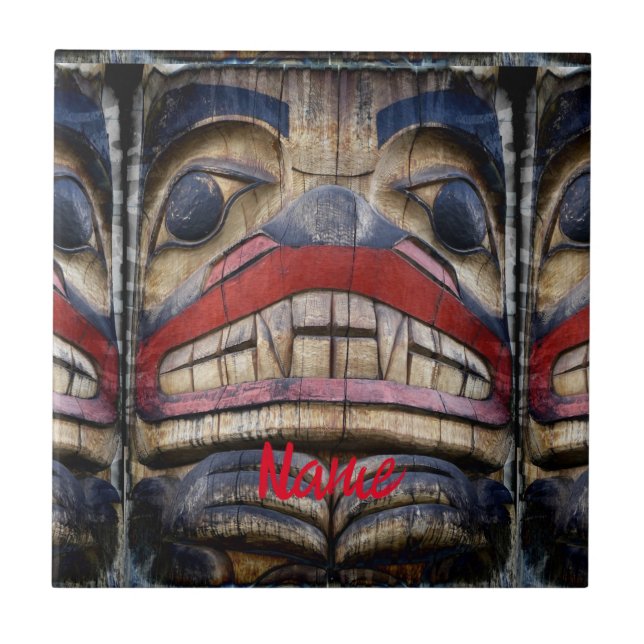 Totem Pole Face Thunder_Cove Fliese (Vorderseite)