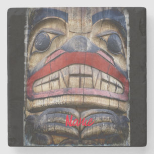 Totem Pole Face Thunder_Cove Steinuntersetzer