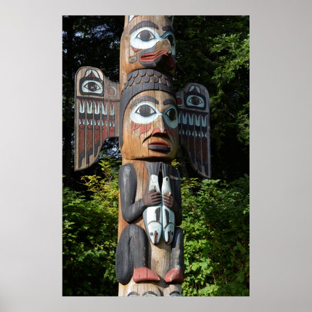 Totem Pole Nah hoch, Alaska Poster (Vorne)