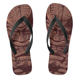 Totem-Skulptur aus Holz Flip Flops