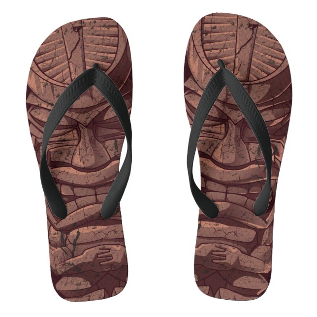 Totem-Skulptur aus Holz Flip Flops (Fußbett)