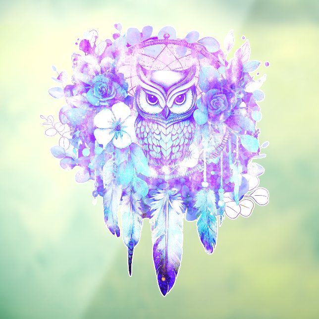 Totem Totem Dreamcater Blumenstrauß Lila Tint Fensteraufkleber (Blatt 3)