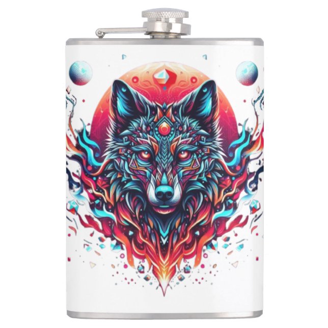 Totem von Solarwolf - Feuer- und Mondlicht-Fusion Flachmann (Vorderseite)
