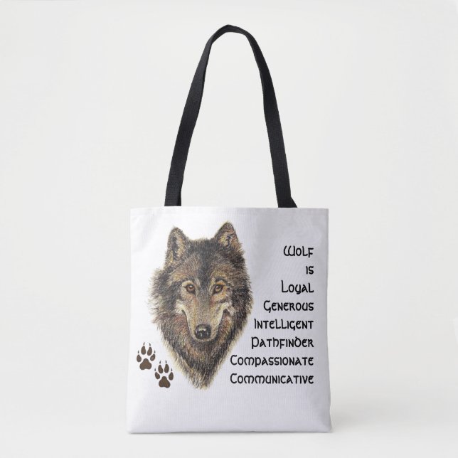 Totem Wolf, Tierführer Inspirationsgrauer Wolf Tasche (Vorderseite)