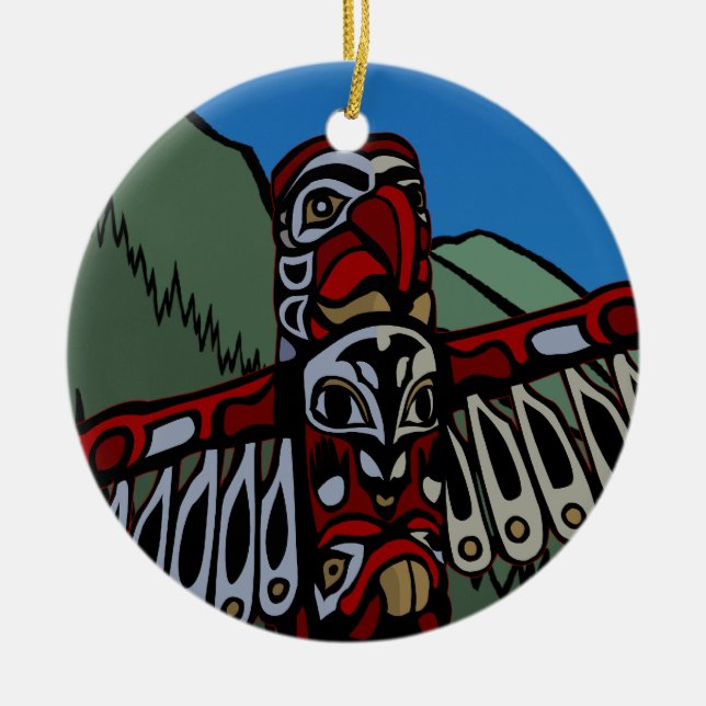 Totempfahl-Verzierungs-Andenken Vancouvers Kanada Keramikornament (Vorne)