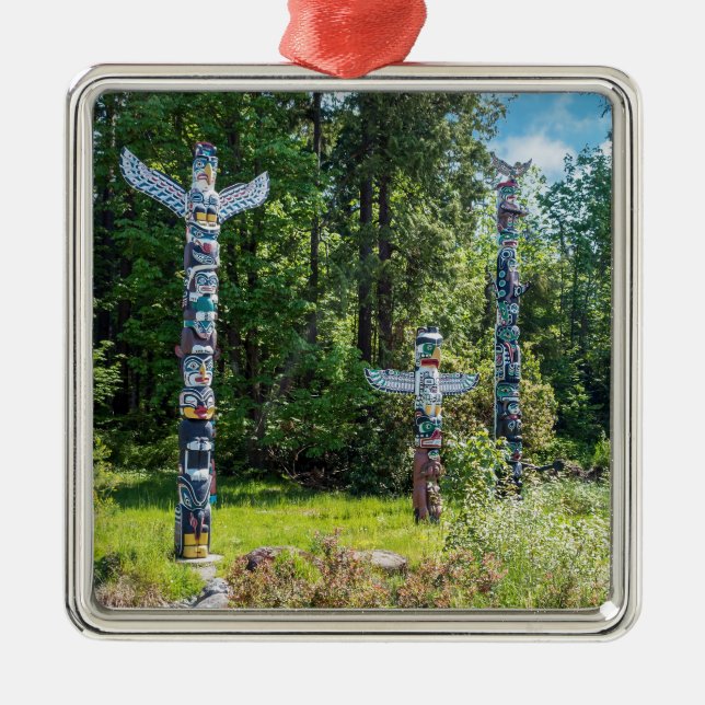 Totems im Stanley Park, Vancouver Canada Ornament Aus Metall (Vorne)