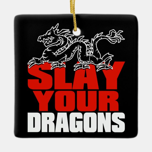 TÖTEN Sie IHRE DRACHEN, Geschenk für Fans Keramikornament (Vorderseite)