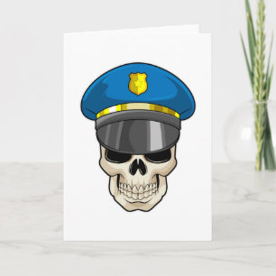Totenkopf als Polizist mit Polizeimütze Karte
