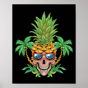 Totenkopf Ananas Aloha Strände Hawaiianische Blume Poster