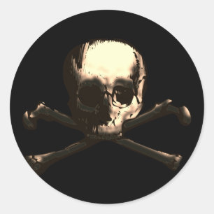 TOTENKOPF AND CROSS BONES RUNDER AUFKLEBER