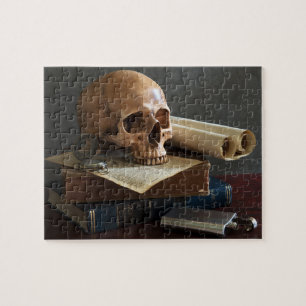 Totenkopf auf Büchern Rätsel
