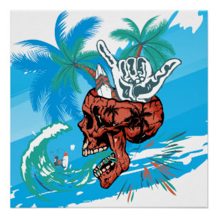 Totenkopf aus dem Paradies der Surfer Poster